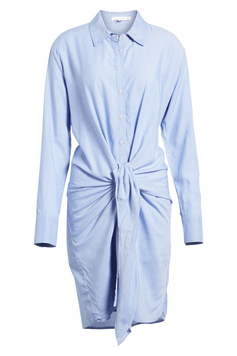 Knot Front Shirtdress, Alternate, color, INDIGO/ IVORY