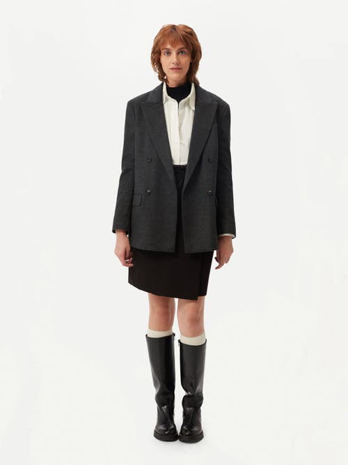 Gobi Mongolian Cashmere Double-breasted Cashmere Blazer In Charcoal