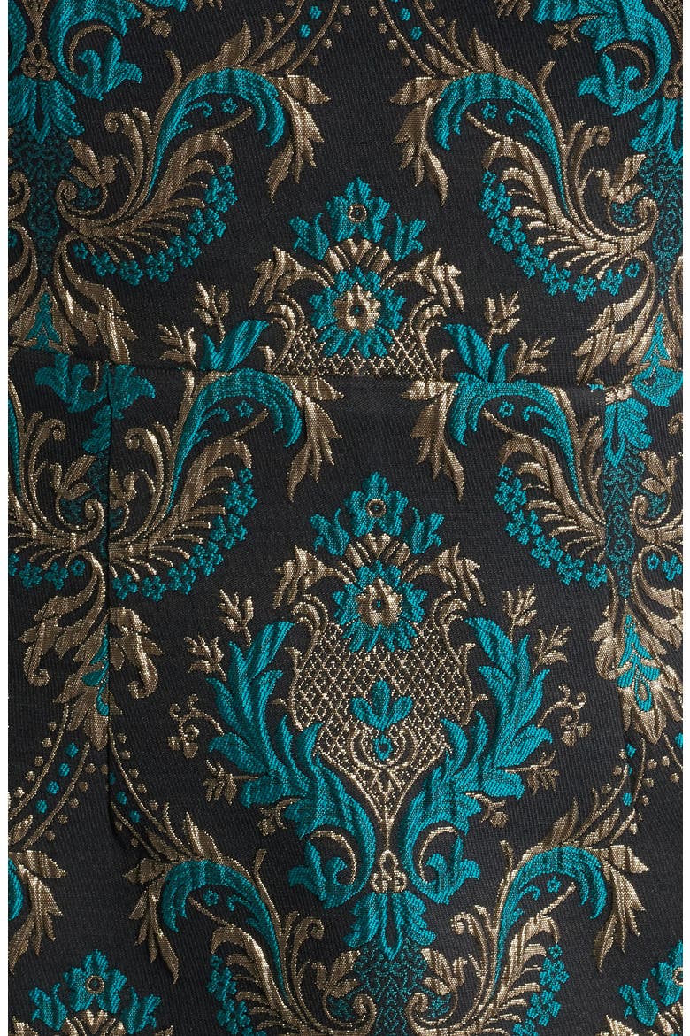 Sleeveless Metallic Jacquard Minidress, Alternate, color, BLACK/ EMERALD