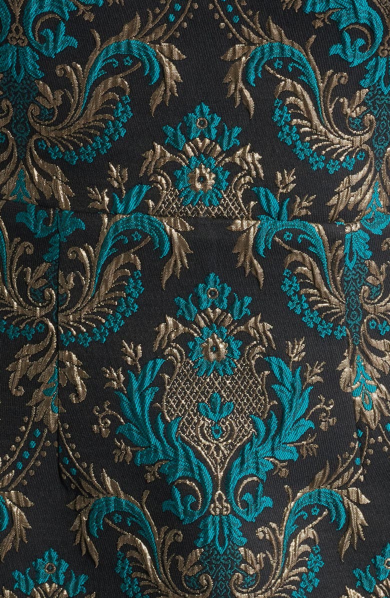 Vince Camuto Sleeveless Metallic Jacquard Minidress, Alternate, color, Black/ Emerald