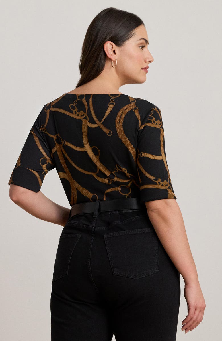 Lauren Ralph Lauren Belt Print Cotton T-Shirt, Alternate, color,