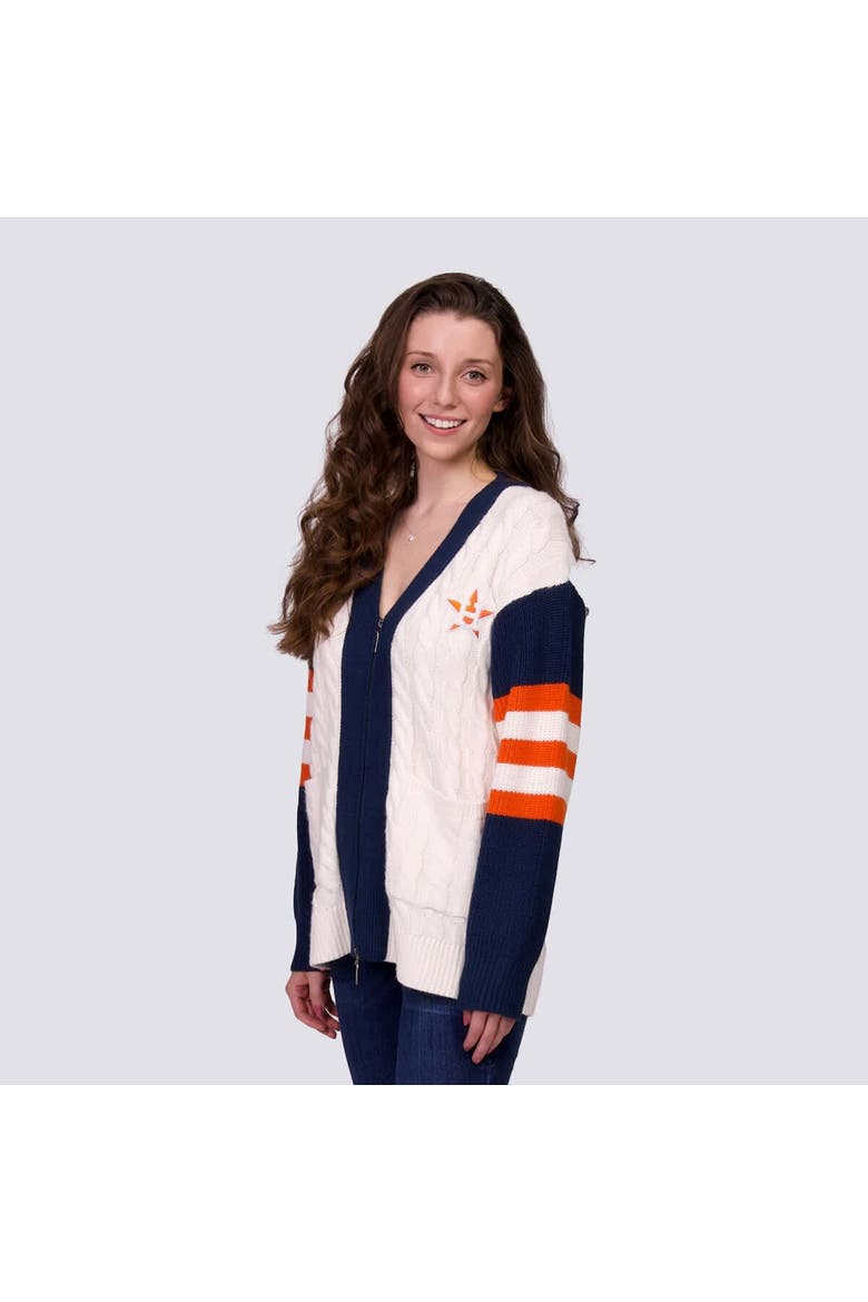 Women's Lusso Navy/White Houston Astros Shyla Knit V-Neck Full-Zip Sweater, Alternate, color, Navy