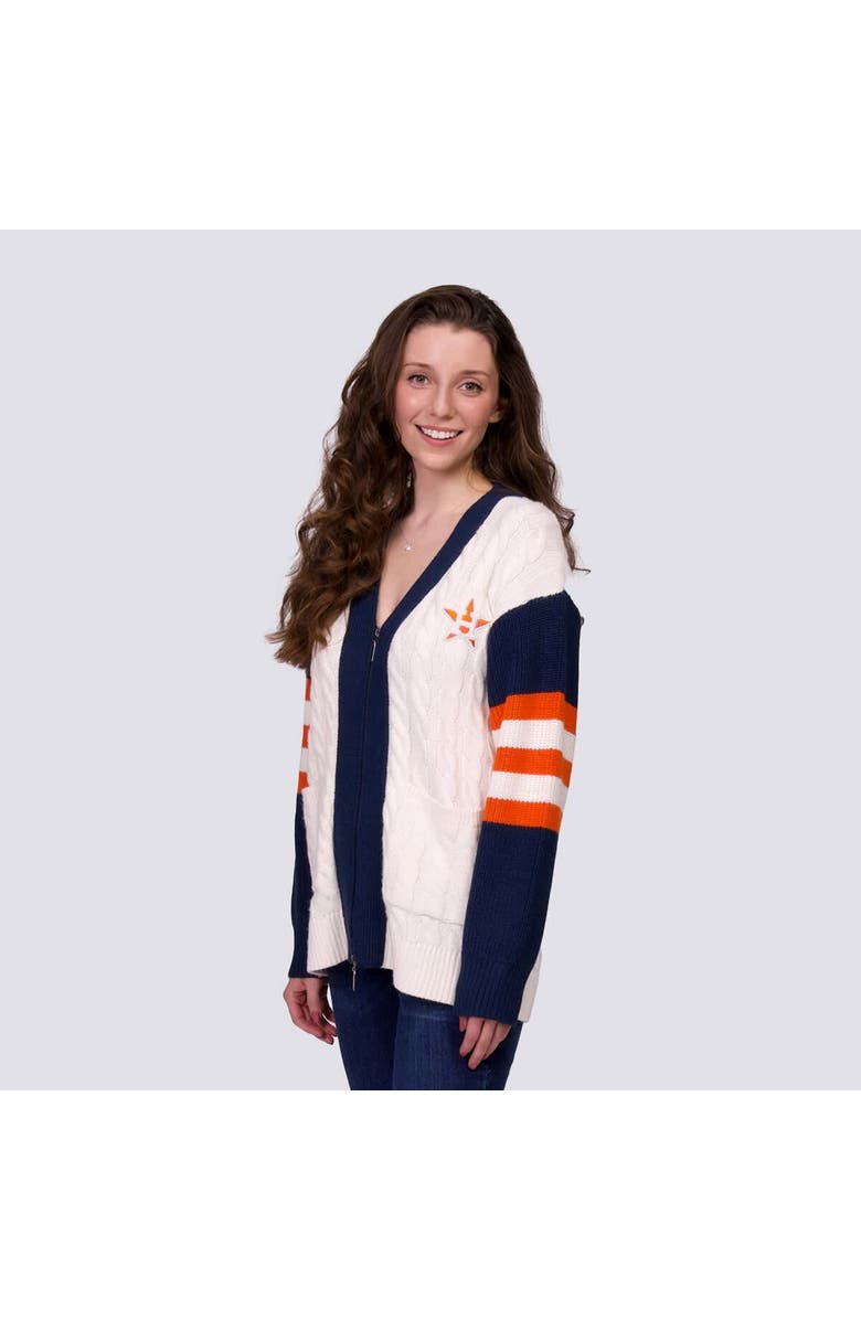 LUSSO Women's Lusso Navy/White Houston Astros Shyla Knit V-Neck Full-Zip Sweater, Alternate, color, Navy