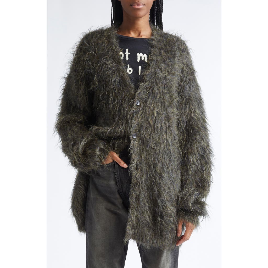 R13 Oversize Kid Mohair Blend Boyfriend Cardigan In Black