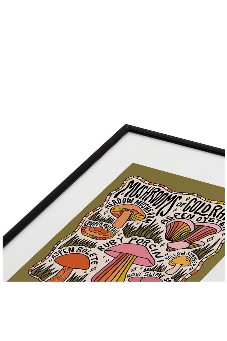 Mushrooms of Colorado Framed Art Print, Alternate, color, BLACK TONES