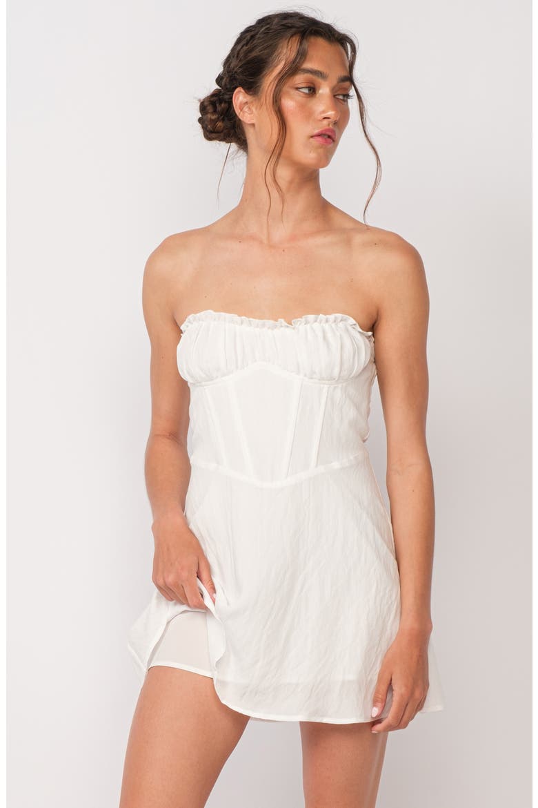 Strapless Ruffle Minidress, Alternate, color, WHITE