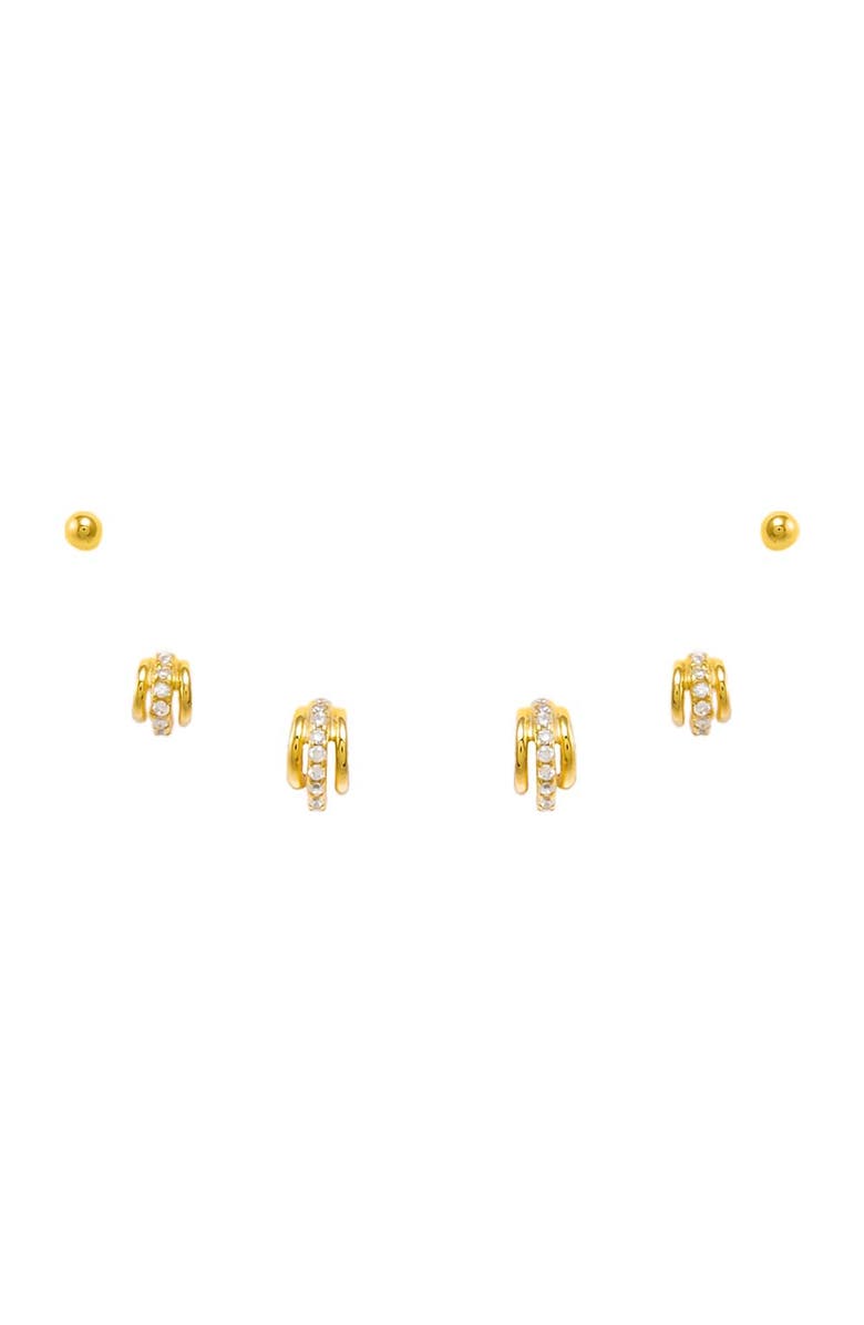 BY ADINA EDEN Solid/Pave Hoops & Studs Earring Combo Set, Main, color, Gold