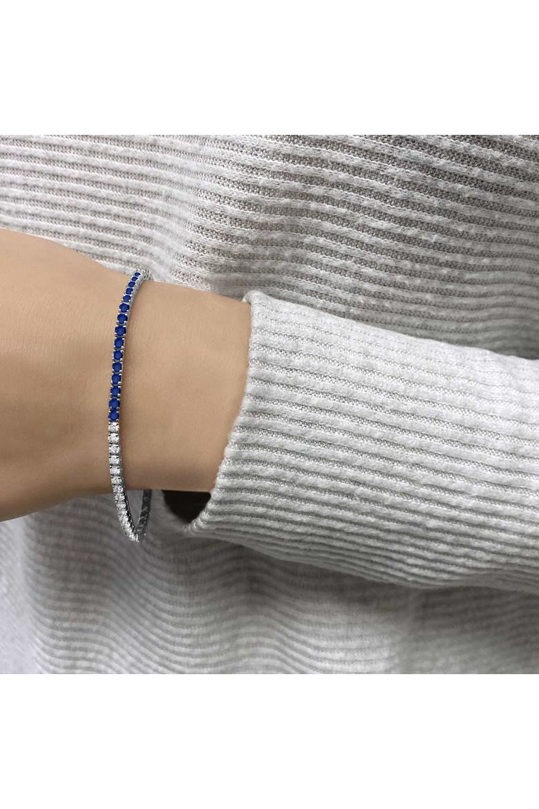Lab Grown Diamond & Blue Sapphire Eternity Tennis Bracelet 14K, Alternate, color, White Gold