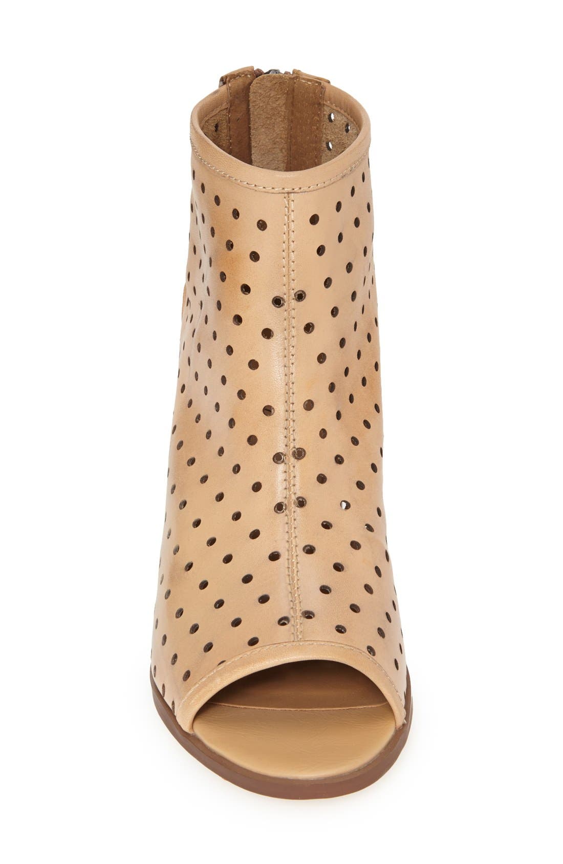 'Kyoto' Perforated Leather Peep Toe Bootie, Alternate, color, VACHETTA