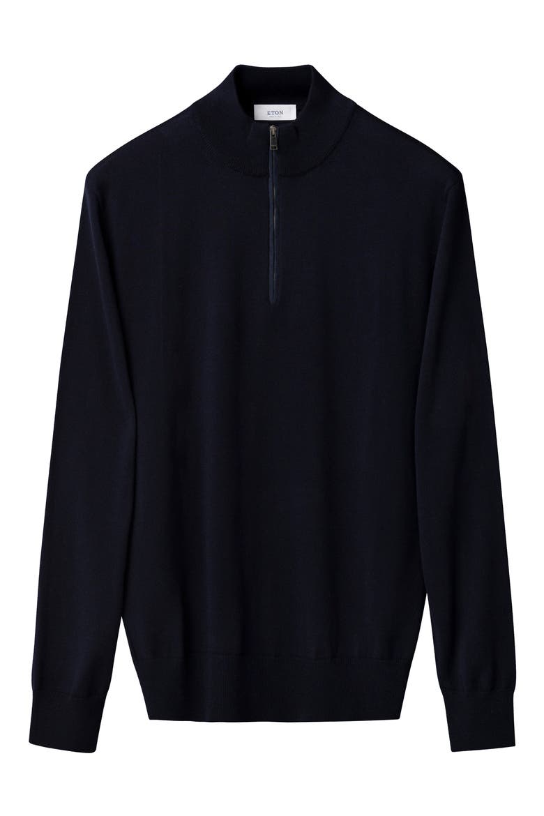 Merino Wool Quarter Zip Sweater, Alternate, color, NAVY