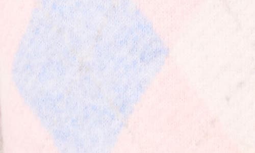 Cece Heart Button Argyle Cardigan In Pink