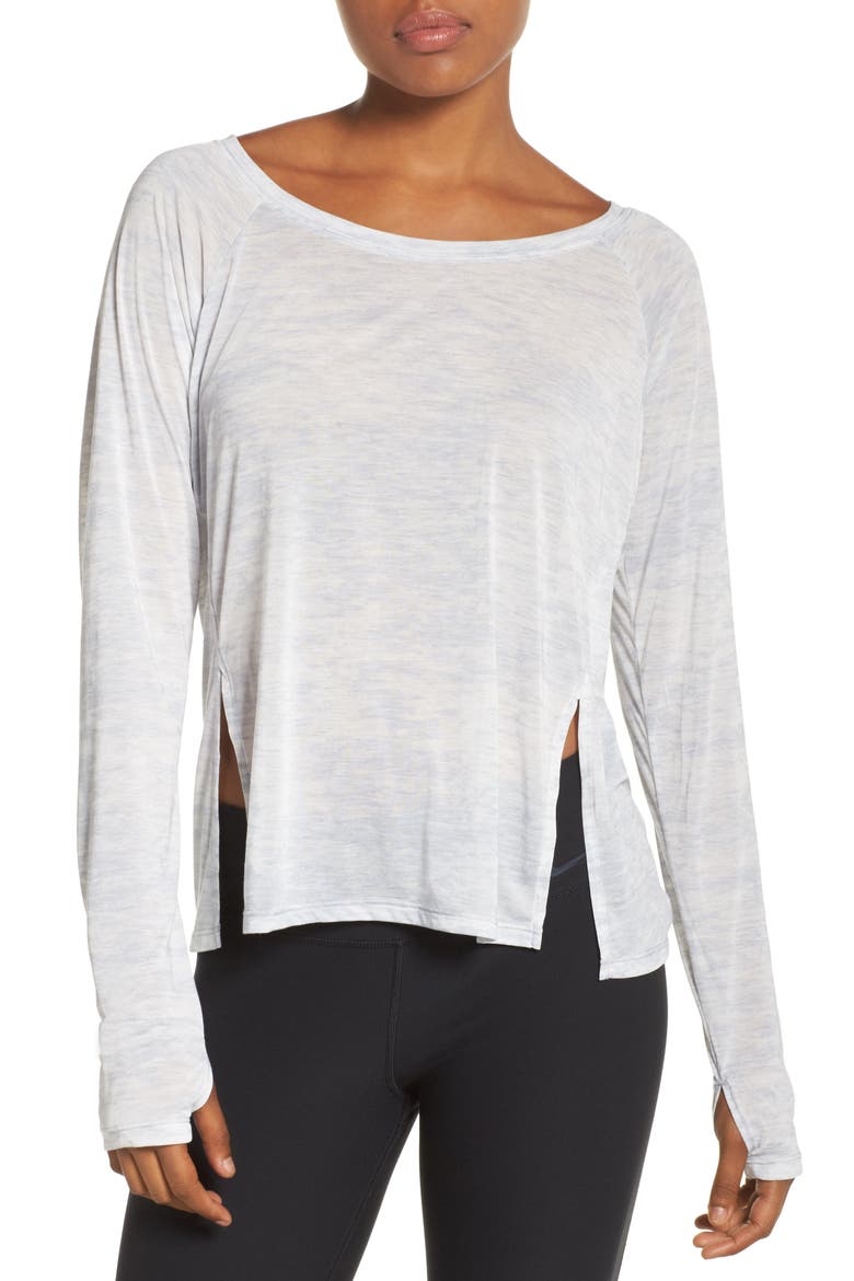 Split High/Low Hem Top, Main, color, WOLF GREY/ BLACK