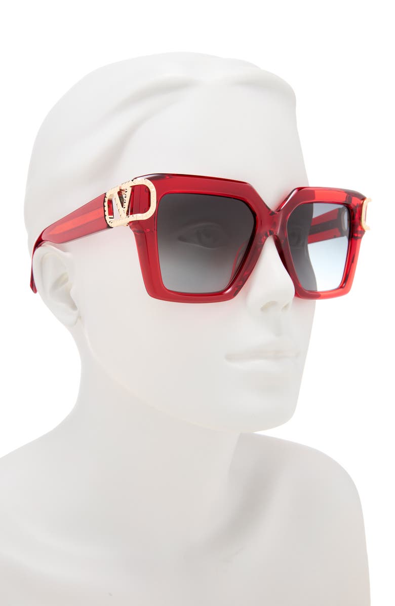Valentino 50mm Polarized Square Sunglasses, Alternate, color, Red Grey