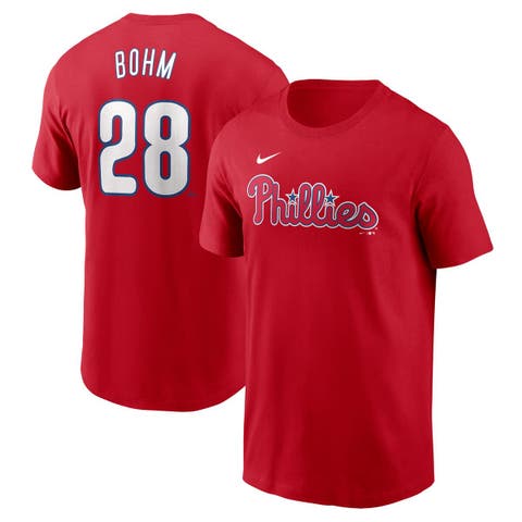 Men's Nike Alec Bohm Red Philadelphia Phillies Fuse Name & Number T-Shirt