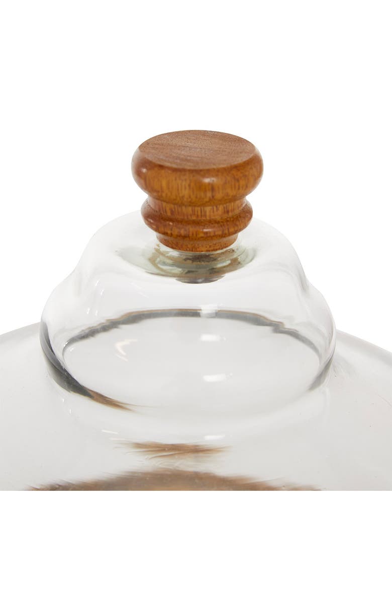 Brown Wood Cake Stand with Glass Lid, Alternate, color, BROWN