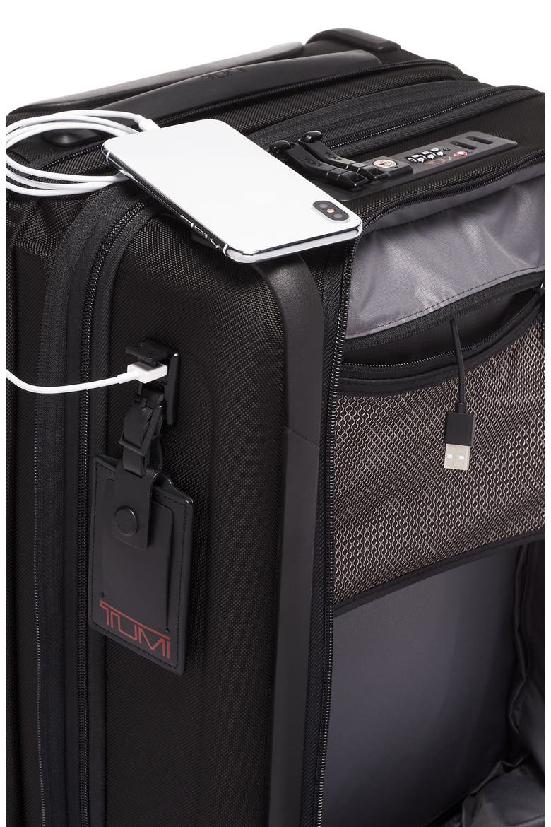 Alpha 3 International Dual Access Expandable Carry-On, Alternate, color, BLACK