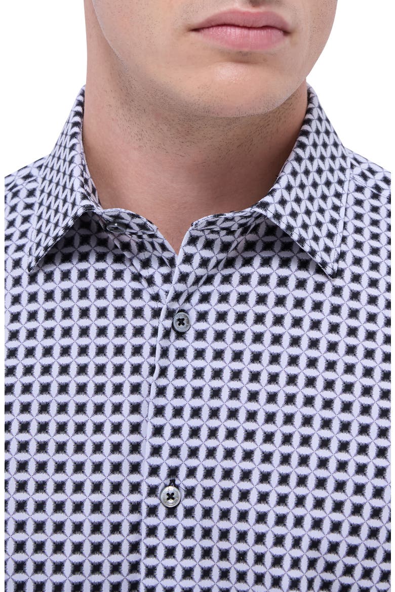 Miles OoohCotton® Geometric Print Short Sleeve Button-Up Shirt, Alternate, color, ZINC