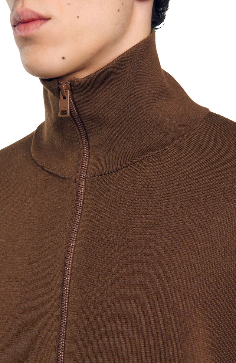 SANDRO Zip-up wool cardigan, Alternate, color, 