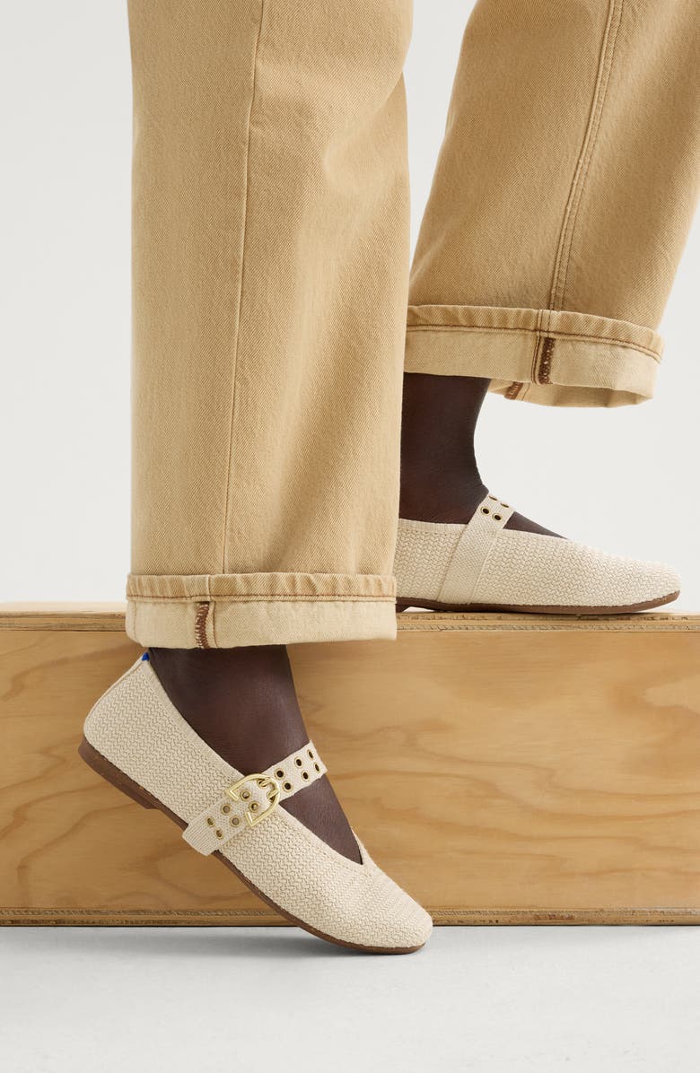 Rothy's The Max Buckle Mary Jane Flat, Alternate, color, Cream Woven