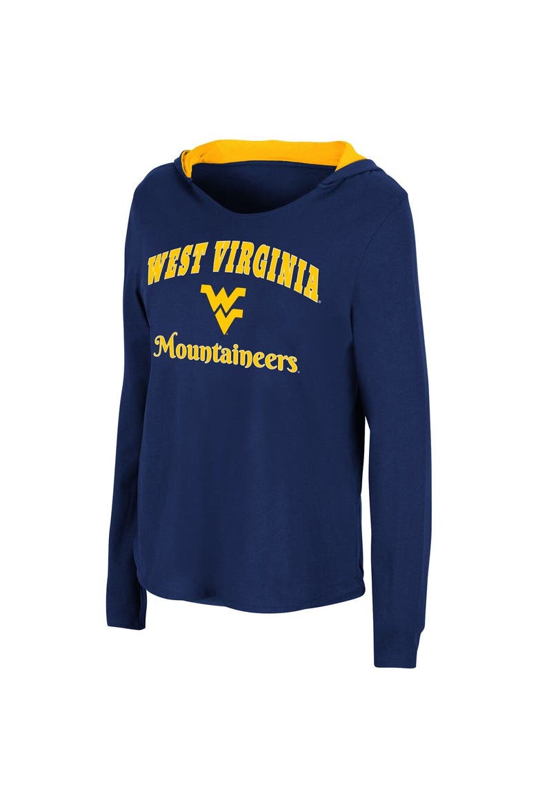 Women's Colosseum Navy West Virginia Mountaineers Catalina Hoodie Long Sleeve T-Shirt, Alternate, color, Navy
