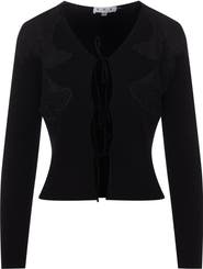 E.U.X. Exclusive Knit Lace Bow Tie Front Cardigan