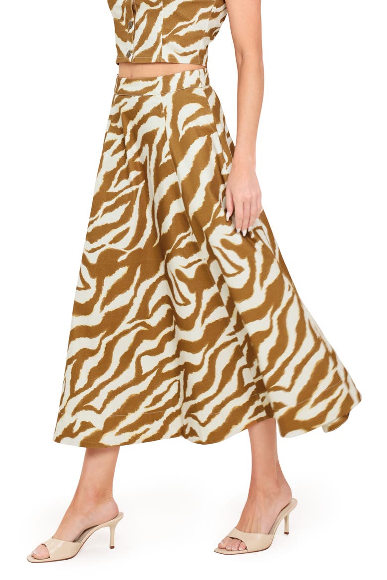 Zebra Stripe Stretch Cotton Twill Skirt, Alternate, color, IVORY BROWN