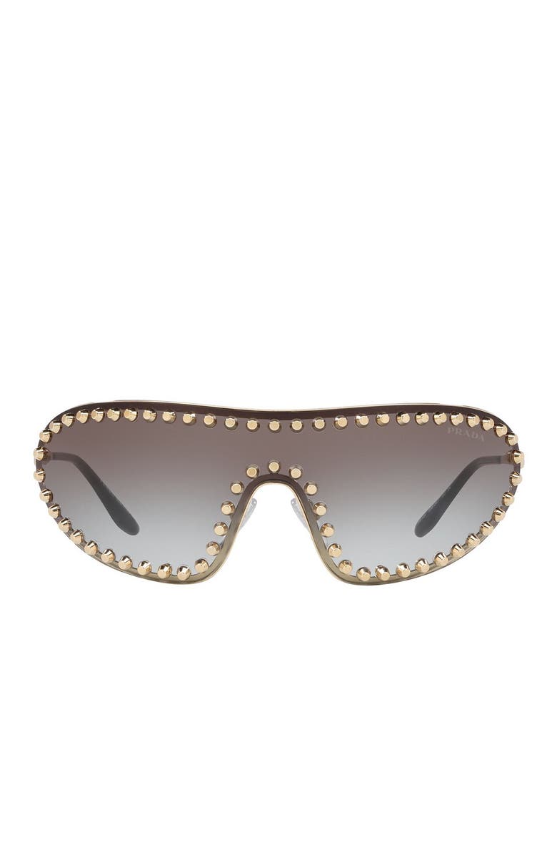 Prada 170mm Studded Gradient Wraparound Shield Sunglasses, Alternate, color, 