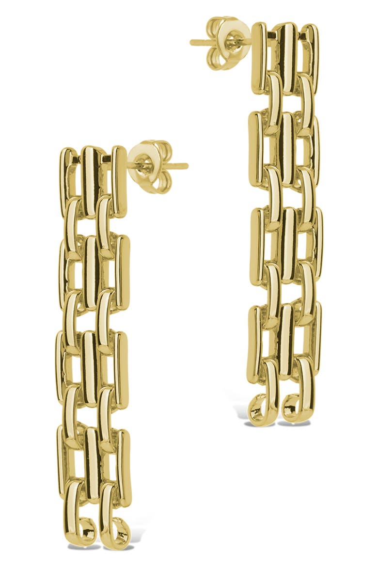 Emily Woven Chain Linear Drop Earrings, Alternate, color, GOLD