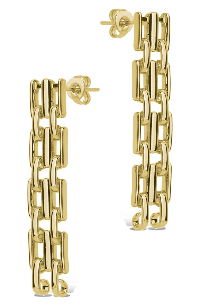 Sterling Forever Emily Woven Chain Linear Drop Earrings, Alternate, color, Gold