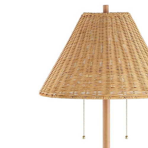 Jonathan Y Nando 61" 2-light Coastal Bohemian Iron, Rattan Led Floor Lamp With Pull-chain In Brown Wood Finish