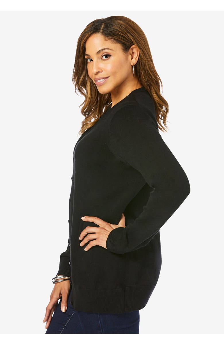 Jessica London Fine Gauge Cardigan, Alternate, color, Black