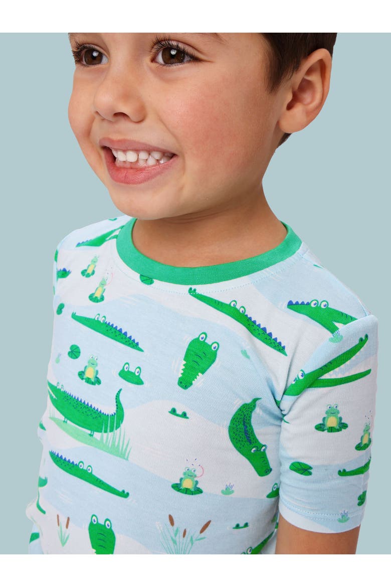 Gender Inclusive Short Sleeve Pajama Set, Alternate, color, Alligator Adventure