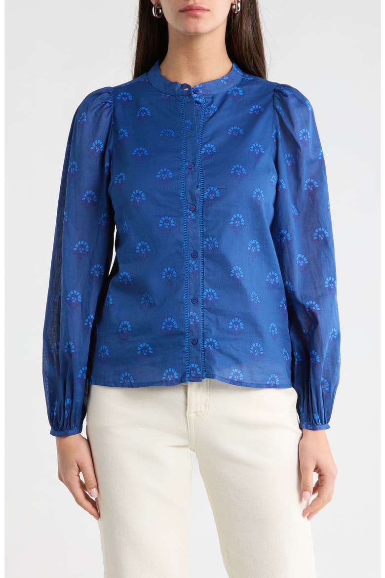 Briza Medallion Meddy Button-Up Shirt, Main, color, TEAL-BLUE
