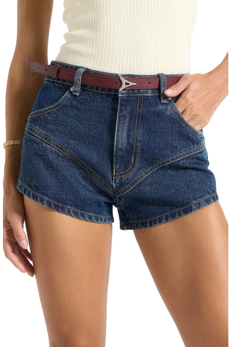Lore Contour Denim Mini Shorts, Alternate, color, Indigo