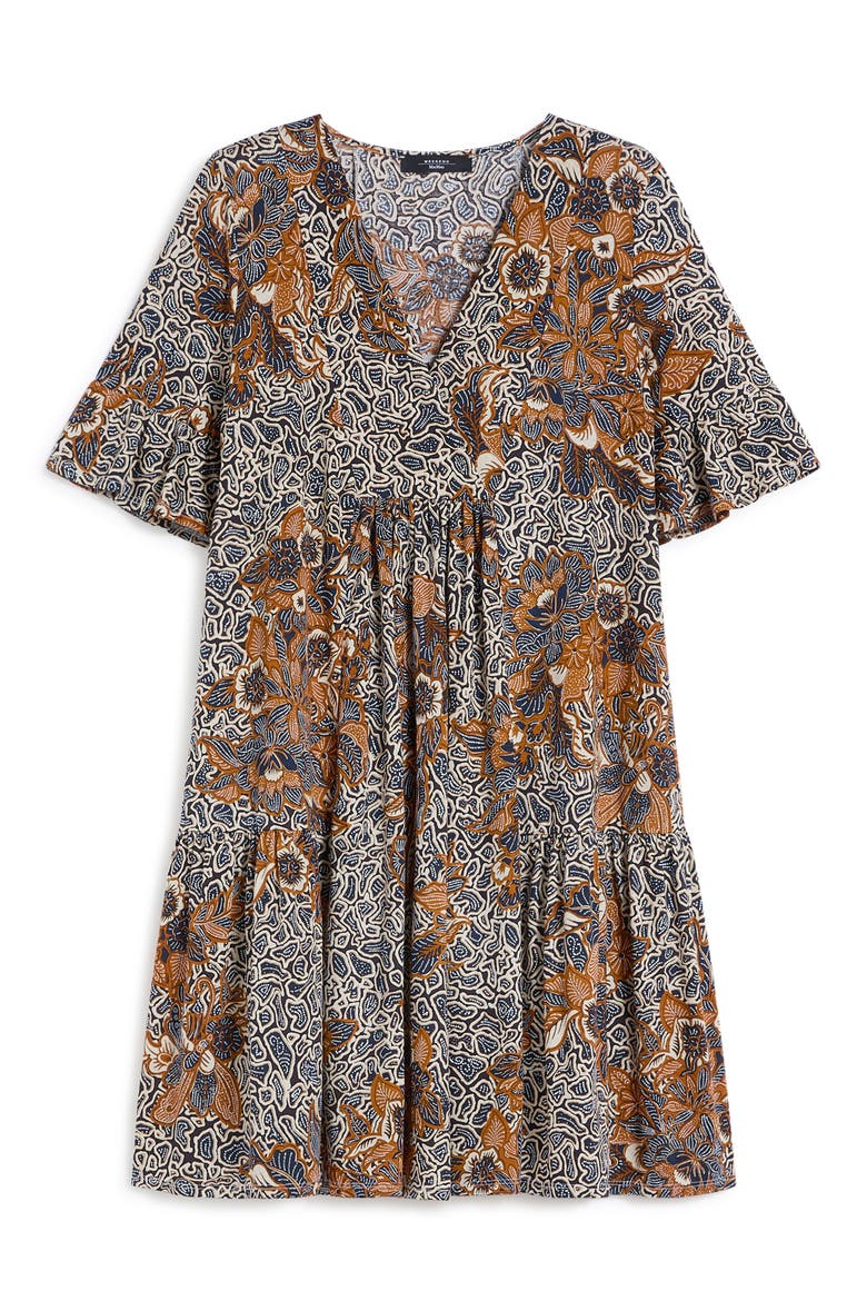 Fuoko Paisley Floral Cotton Jersey Babydoll Dress, Alternate, color, NAVY