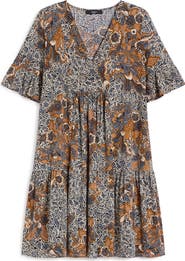 Weekend Max Mara Fuoko Paisley Floral Cotton Jersey Babydoll Dress