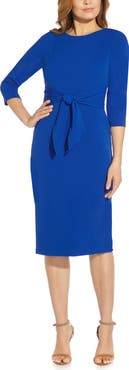 Adrianna Papell Tie Waist Crepe Sheath Dress