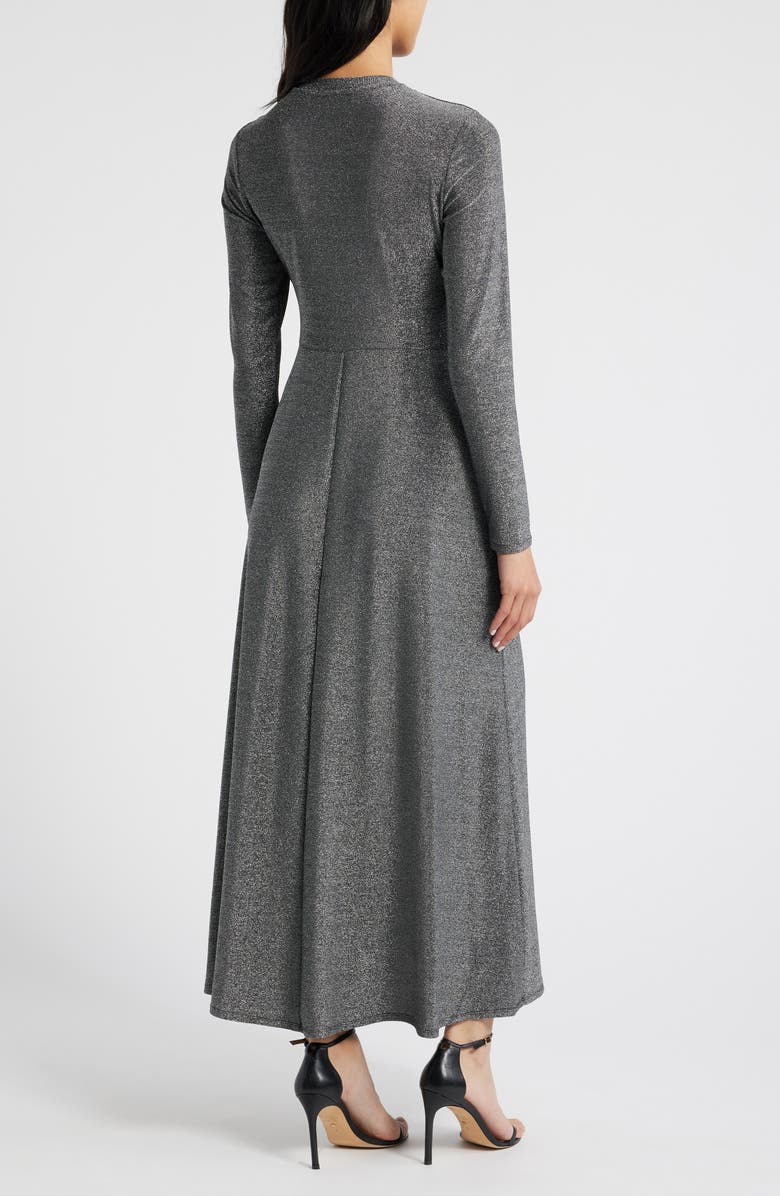 Halogen<sup>®</sup> Draped Metallic Long Sleeve Maxi Dress, Alternate, color,