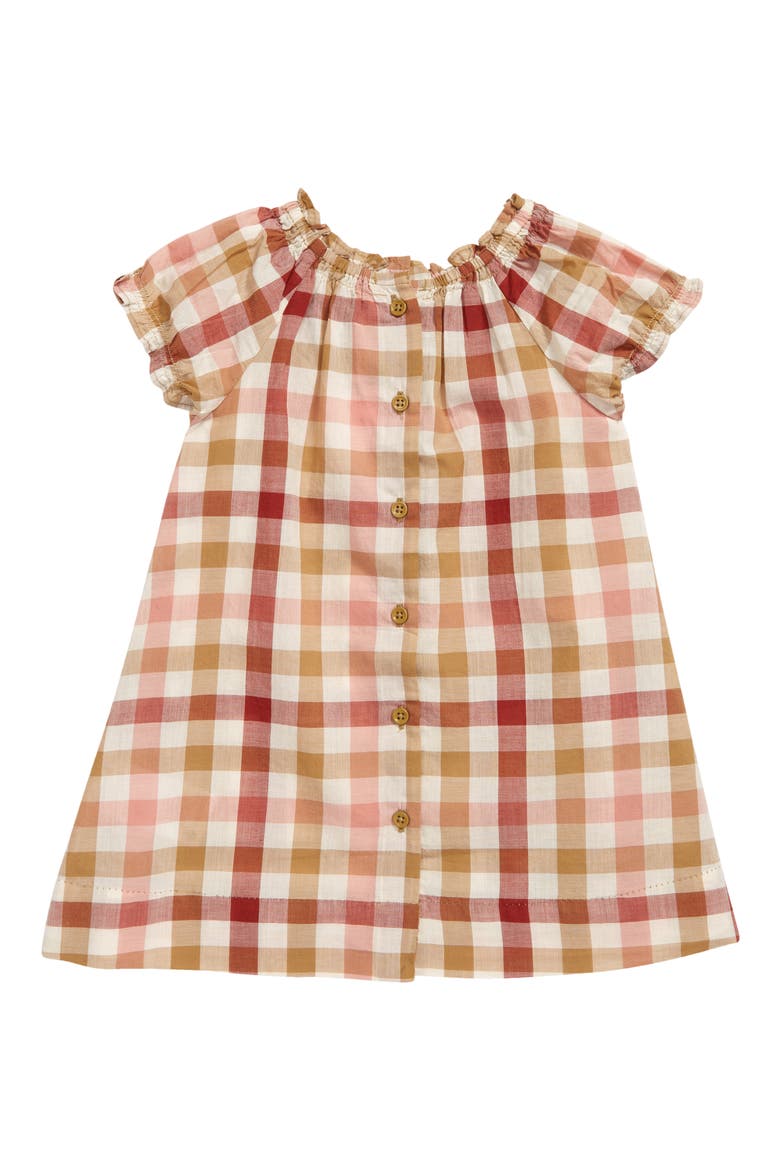 Kids' Sidewell Gingham Print Cotton Dress, Alternate, color, 367A CA CARAMEL