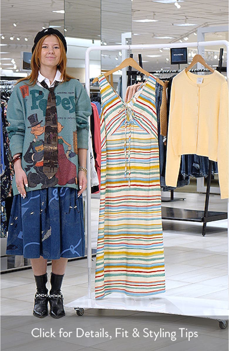 Stripe Sleeveless Linen Blend Dress, sales video thumbnail