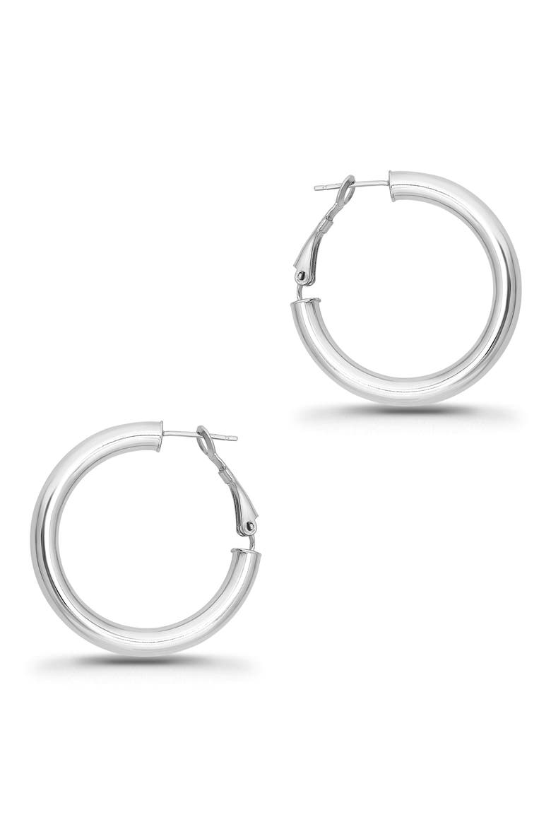 35mm Tube Hoop Earrings, Alternate, color, SILVER