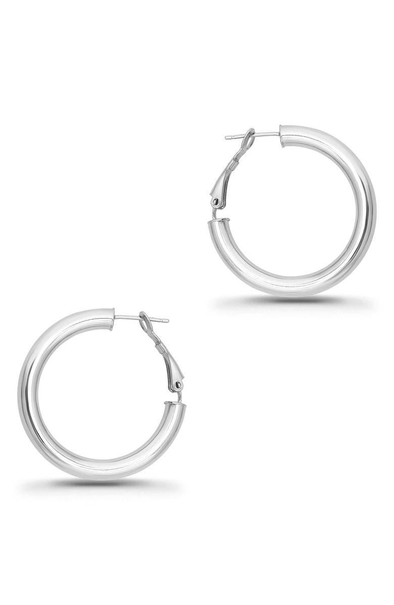 Christian Siriano New York 35mm Tube Hoop Earrings, Alternate, color, Silver
