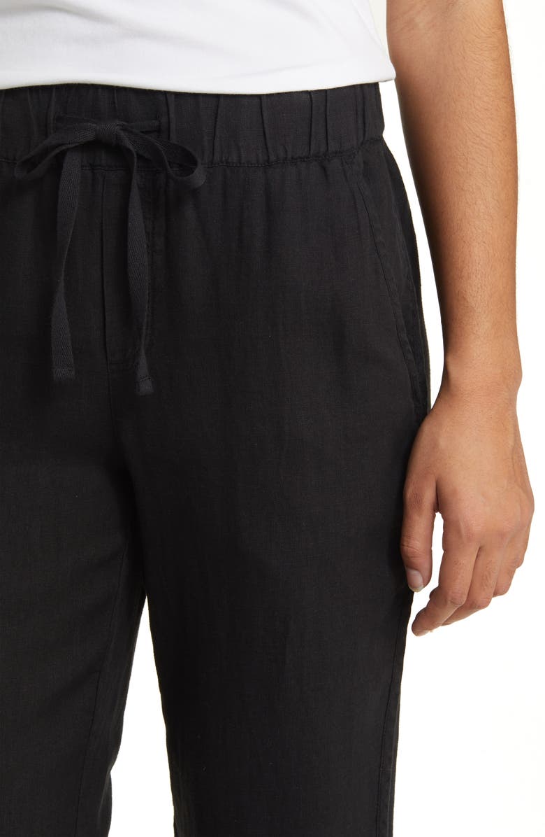 Caslon<sup>®</sup> Tulip Hem Linen Pants, Alternate, color, Black