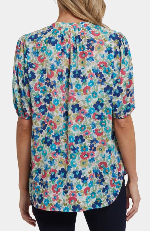 Nydj Puff Sleeve Popover Top In Cala Gracio