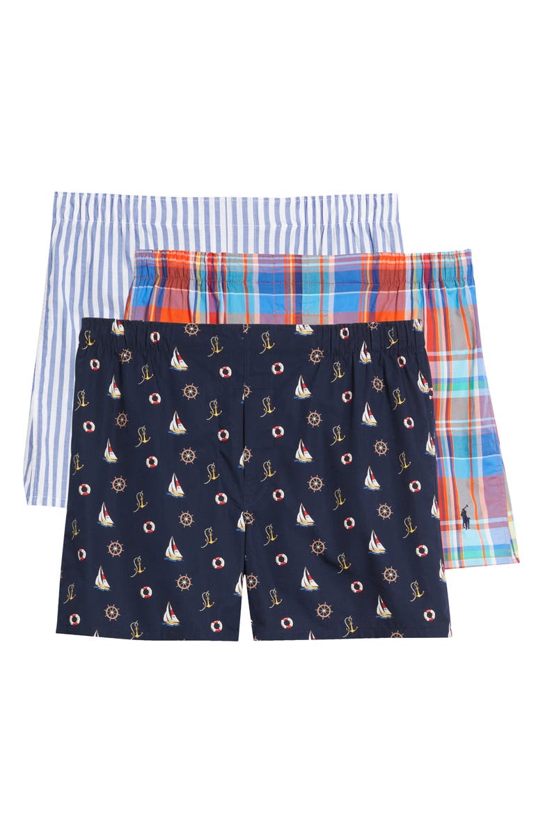 Polo Ralph Lauren Assorted 3-Pack Classic Fit Woven Cotton Boxers, Alternate, color, 