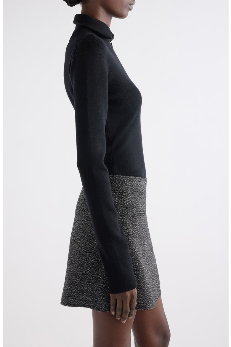 Merino Wool Mock Neck Half Zip Sweater, Alternate, color, BLACK