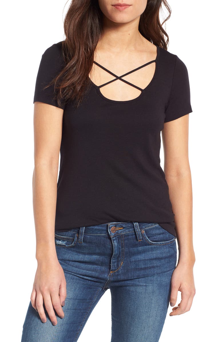 Splendid 1x1 Cross Front Tee, Main, color, 