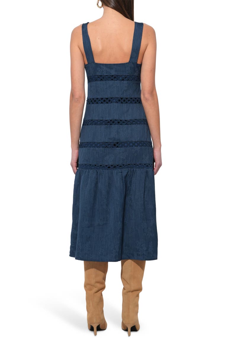 Sable Lace Inset Tiered Midi Dress, Alternate, color, NAVY