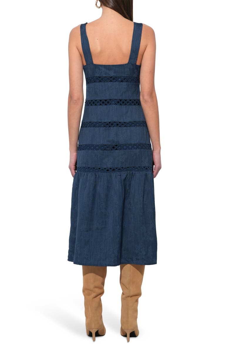Adelyn Rae Sable Lace Inset Tiered Midi Dress, Alternate, color, Navy
