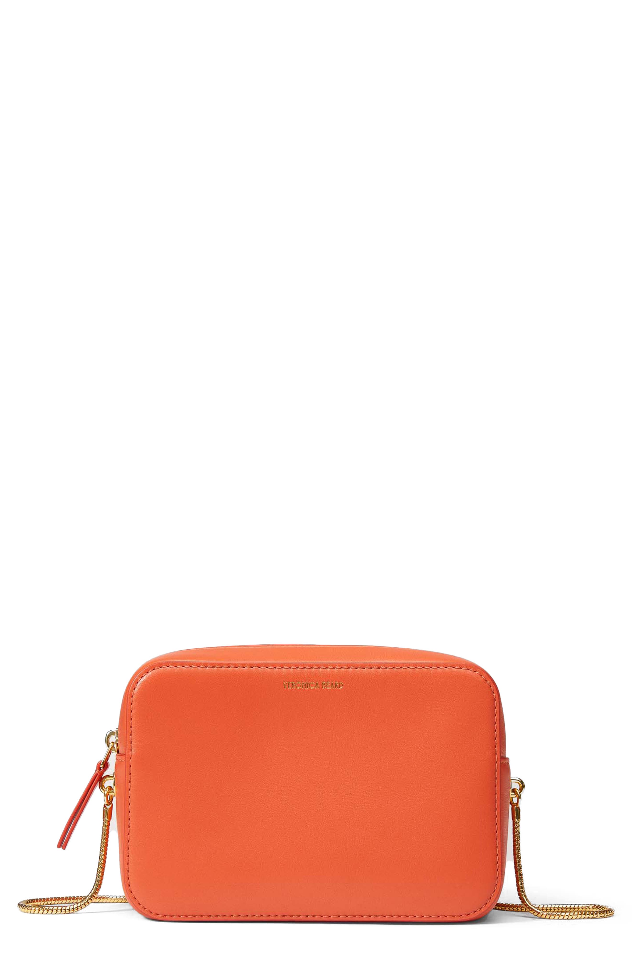 Veronica Beard Boxy Chain Leather Crossbody Bag, Main, color, 